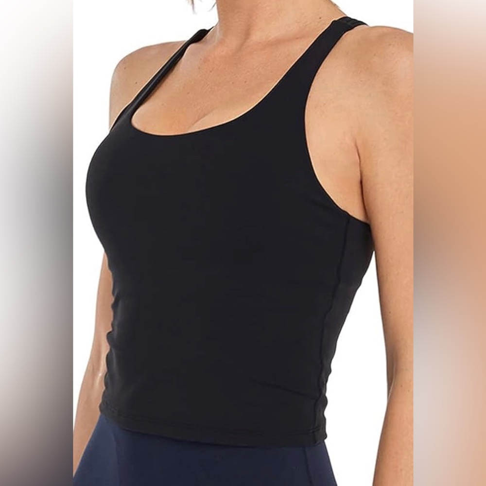 HeyNuts Longline Zeal Tank Top with Bra - Black